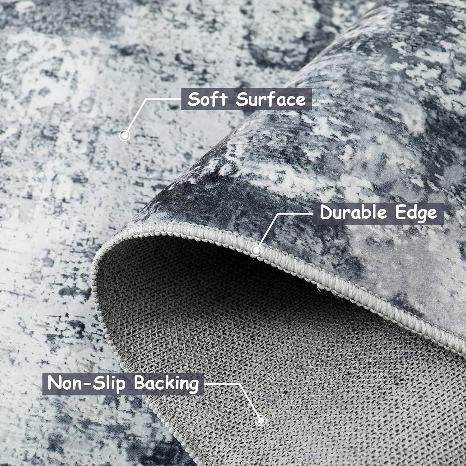 imageDintszyayue Abstract Washable Area Rug 5x7 NonSlip Soft Blue Neutral Area Rugs for Bedroom Living Room Dining Room Floor Carpet Blue 5x7Black