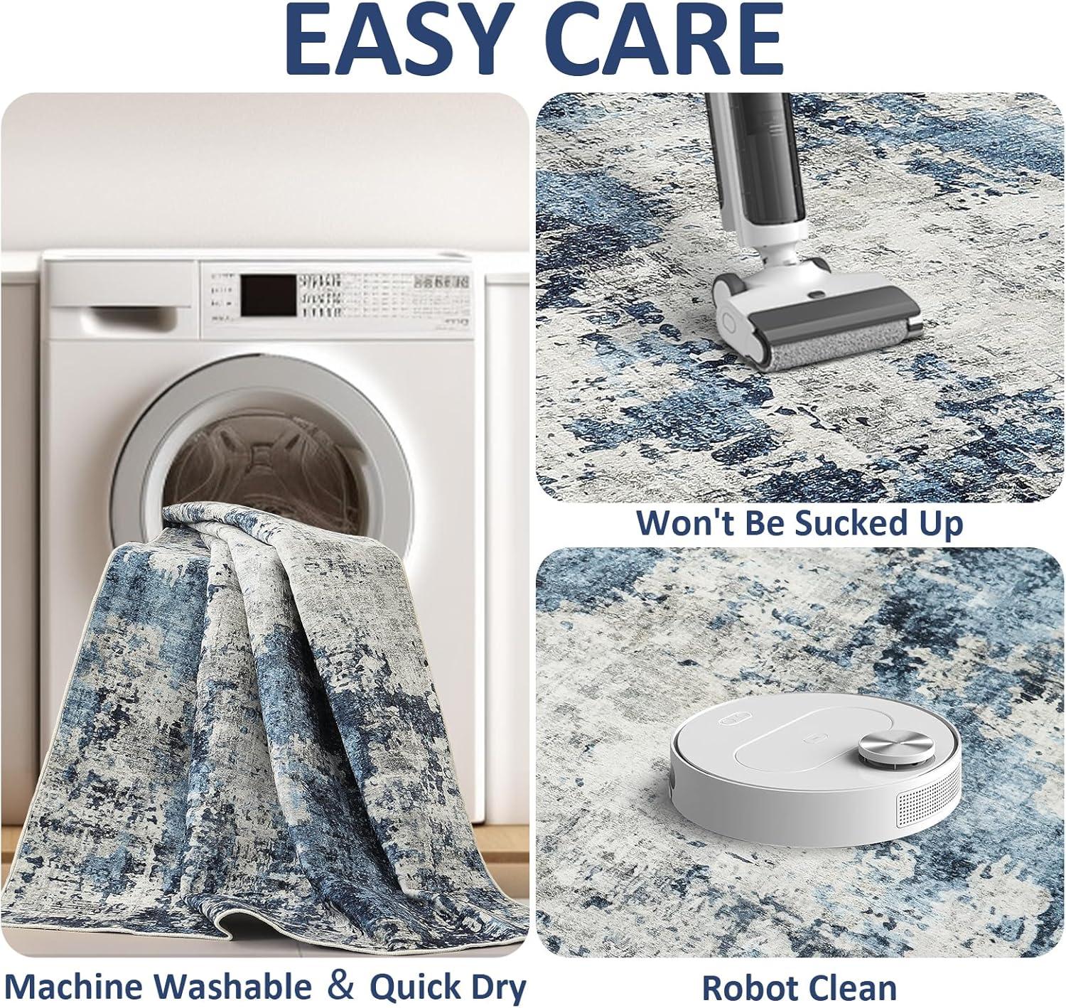 imageDintszyayue Abstract Washable Area Rug 5x7 NonSlip Soft Blue Neutral Area Rugs for Bedroom Living Room Dining Room Floor Carpet Blue 5x7Blue