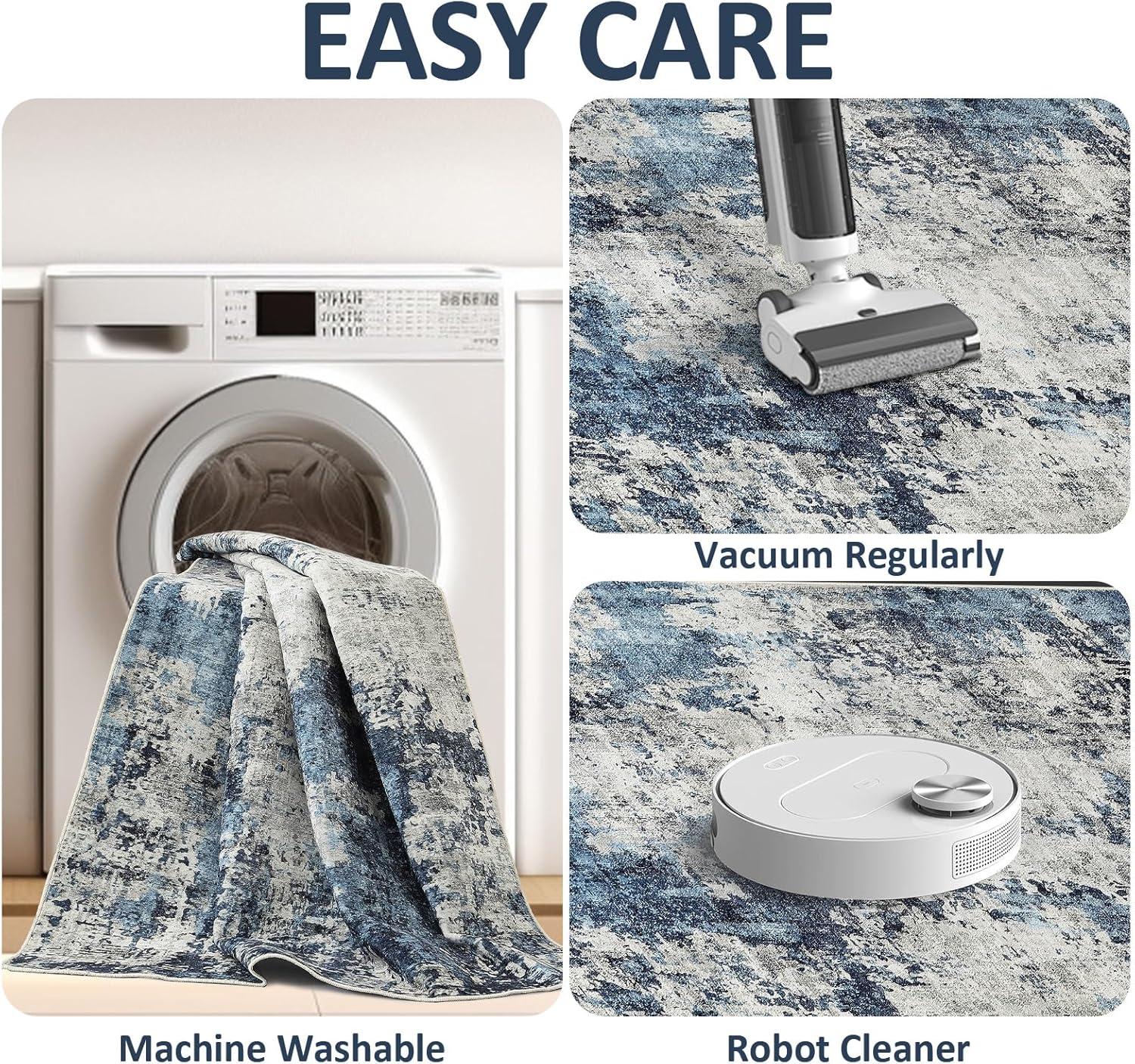 imageDintszyayue Abstract Washable Area Rug 5x7 NonSlip Soft Blue Neutral Area Rugs for Bedroom Living Room Dining Room Floor Carpet Blue 5x7Blue