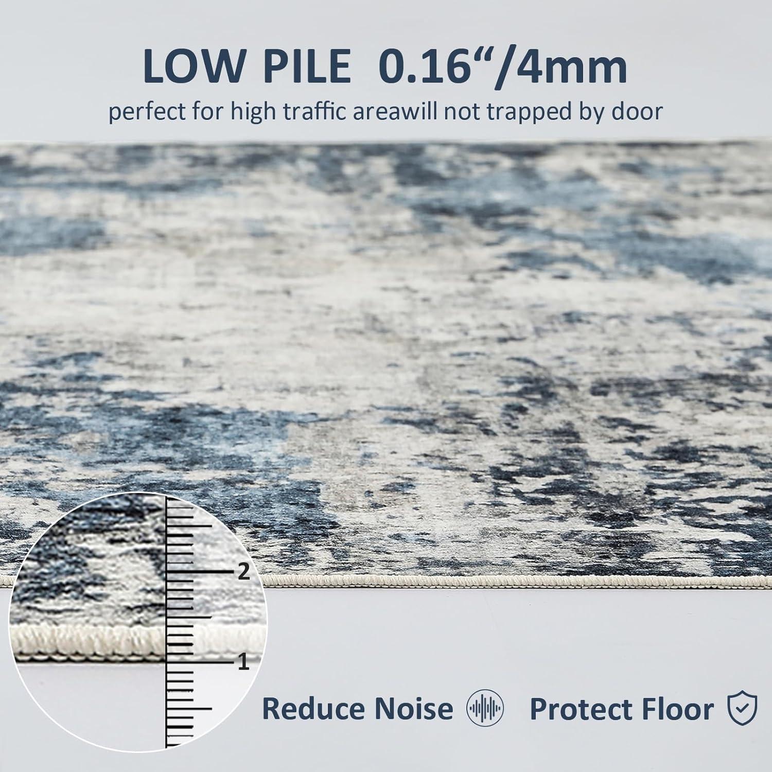 imageDintszyayue Abstract Washable Area Rug 5x7 NonSlip Soft Blue Neutral Area Rugs for Bedroom Living Room Dining Room Floor Carpet Blue 5x7Blue