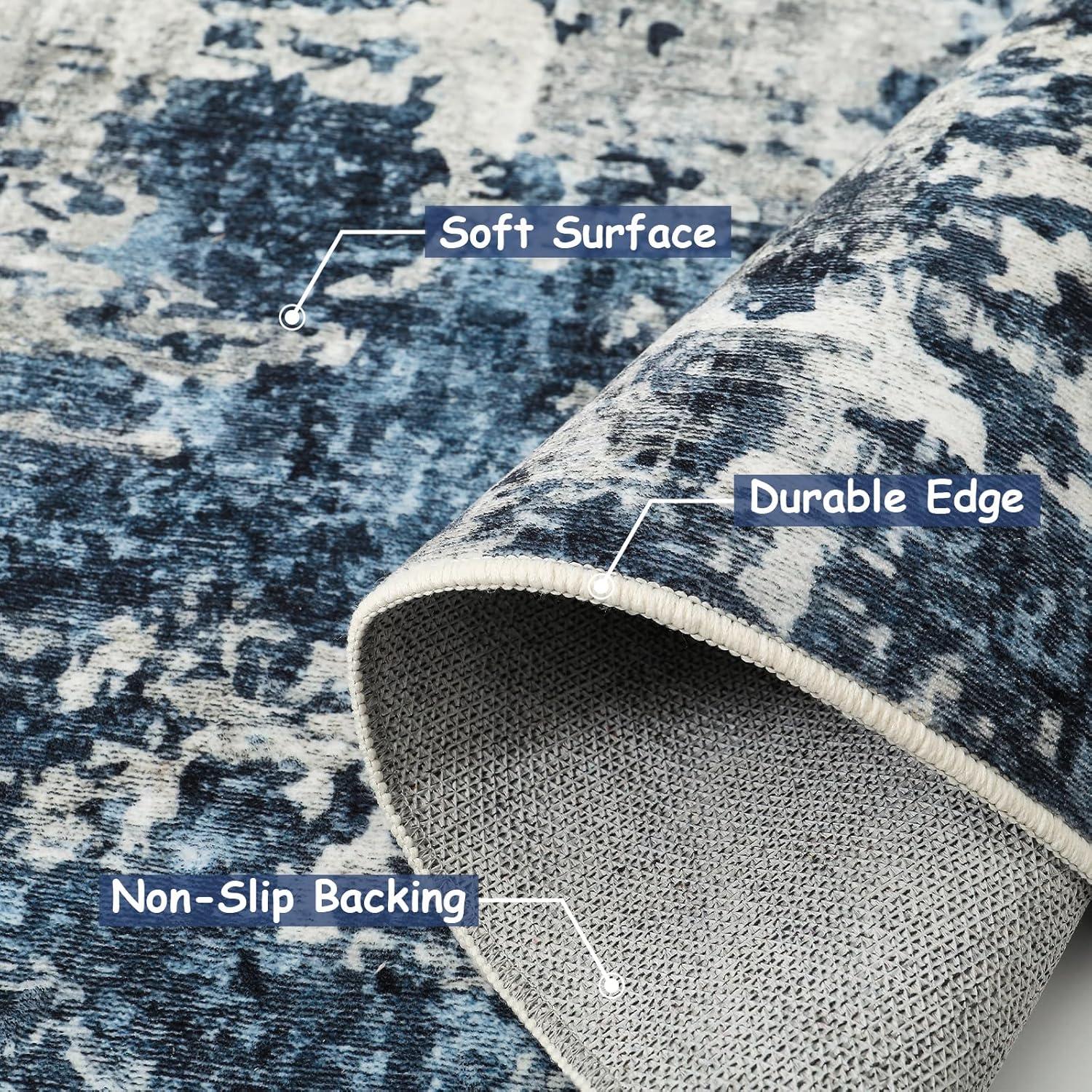 imageDintszyayue Abstract Washable Area Rug 5x7 NonSlip Soft Blue Neutral Area Rugs for Bedroom Living Room Dining Room Floor Carpet Blue 5x7Blue