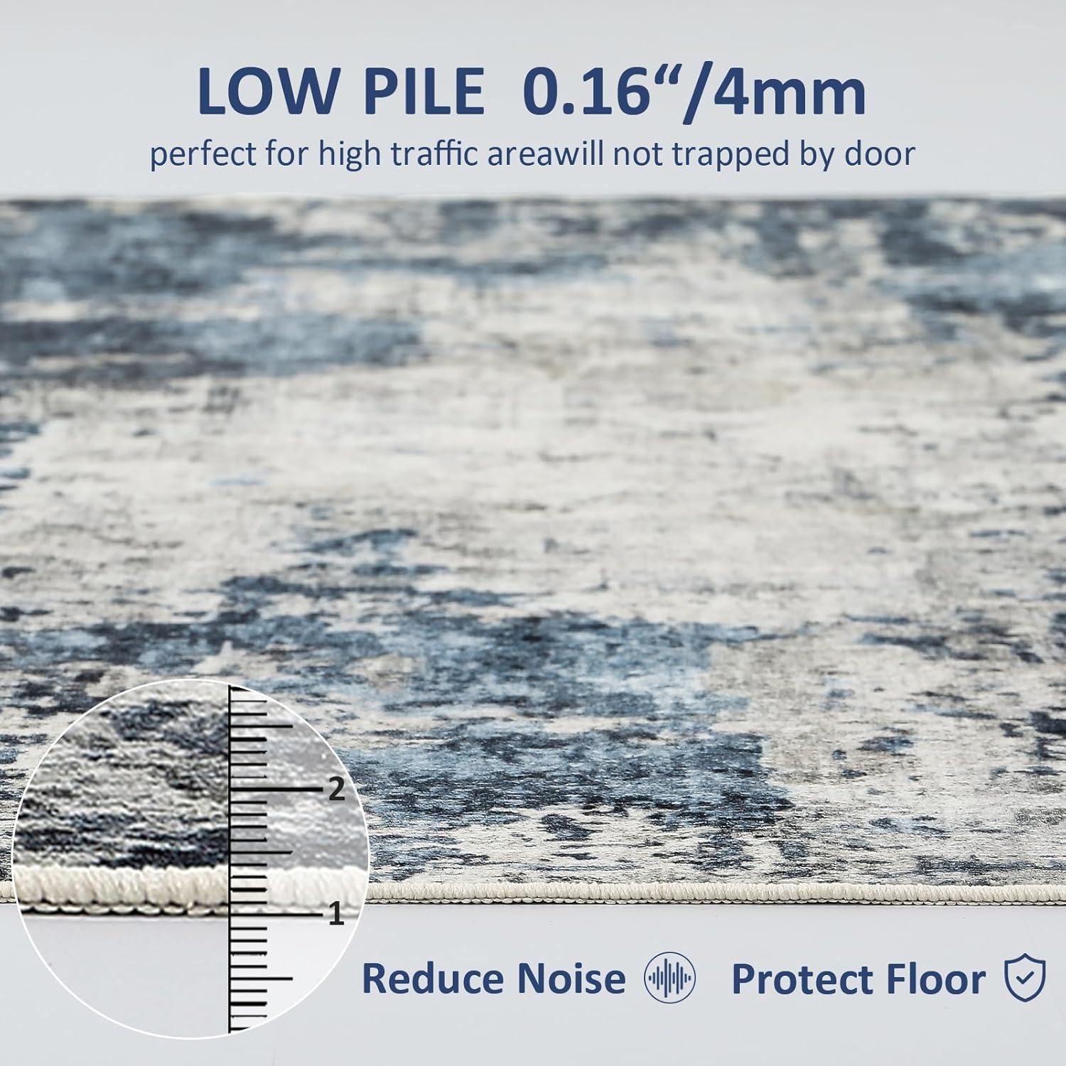 imageDintszyayue Abstract Washable Area Rug 5x7 NonSlip Soft Blue Neutral Area Rugs for Bedroom Living Room Dining Room Floor Carpet Blue 5x7Blue