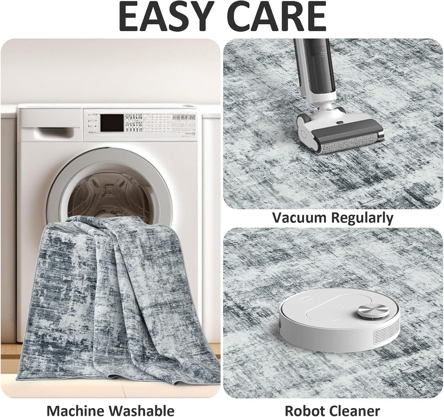 imageDintszyayue Abstract Washable Area Rug 5x7 NonSlip Soft Blue Neutral Area Rugs for Bedroom Living Room Dining Room Floor Carpet Blue 5x7Dark Grey