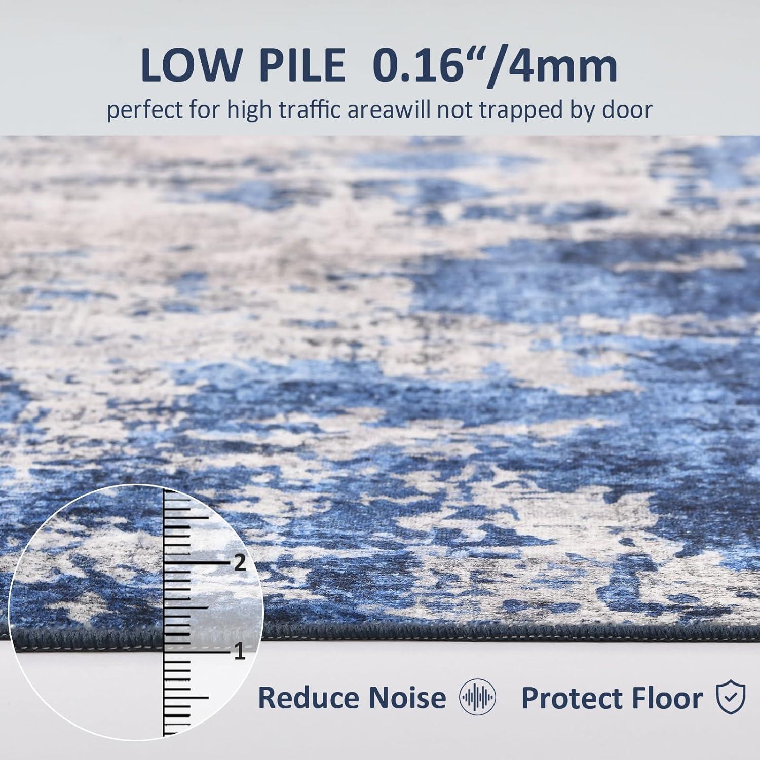 imageDintszyayue Abstract Washable Area Rug 5x7 NonSlip Soft Blue Neutral Area Rugs for Bedroom Living Room Dining Room Floor Carpet Blue 5x7Denim Blue