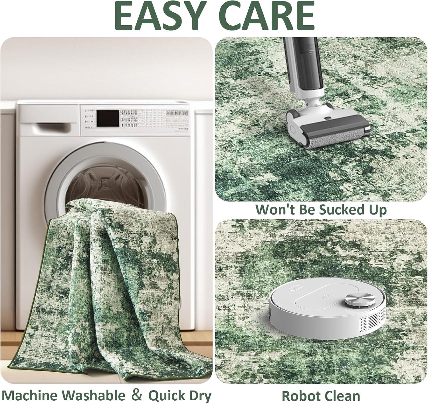 imageDintszyayue Abstract Washable Area Rug 5x7 NonSlip Soft Blue Neutral Area Rugs for Bedroom Living Room Dining Room Floor Carpet Blue 5x7Green