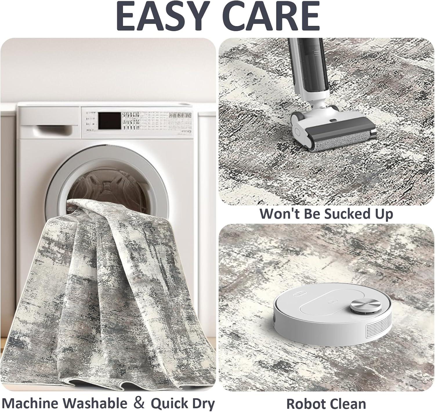 imageDintszyayue Abstract Washable Area Rug 5x7 NonSlip Soft Blue Neutral Area Rugs for Bedroom Living Room Dining Room Floor Carpet Blue 5x7Grey