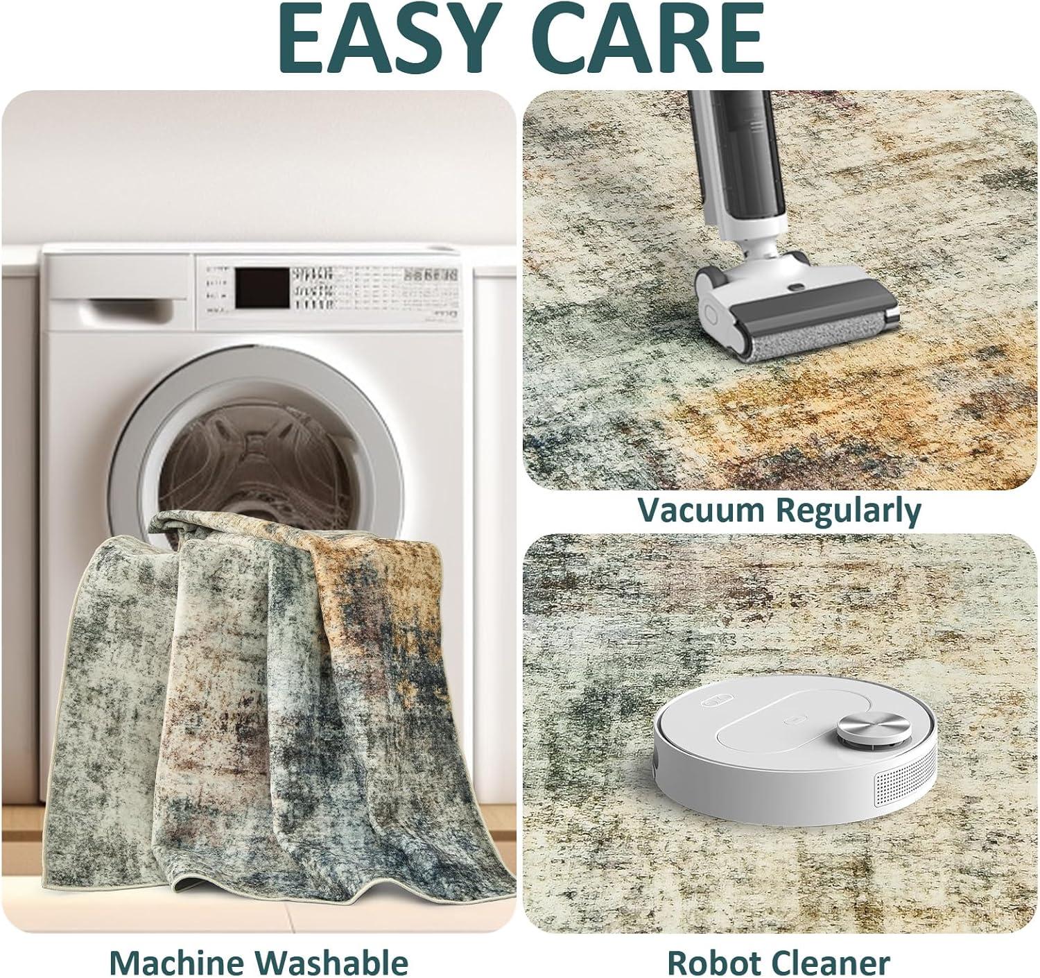 imageDintszyayue Abstract Washable Area Rug 5x7 NonSlip Soft Blue Neutral Area Rugs for Bedroom Living Room Dining Room Floor Carpet Blue 5x7Multi Color