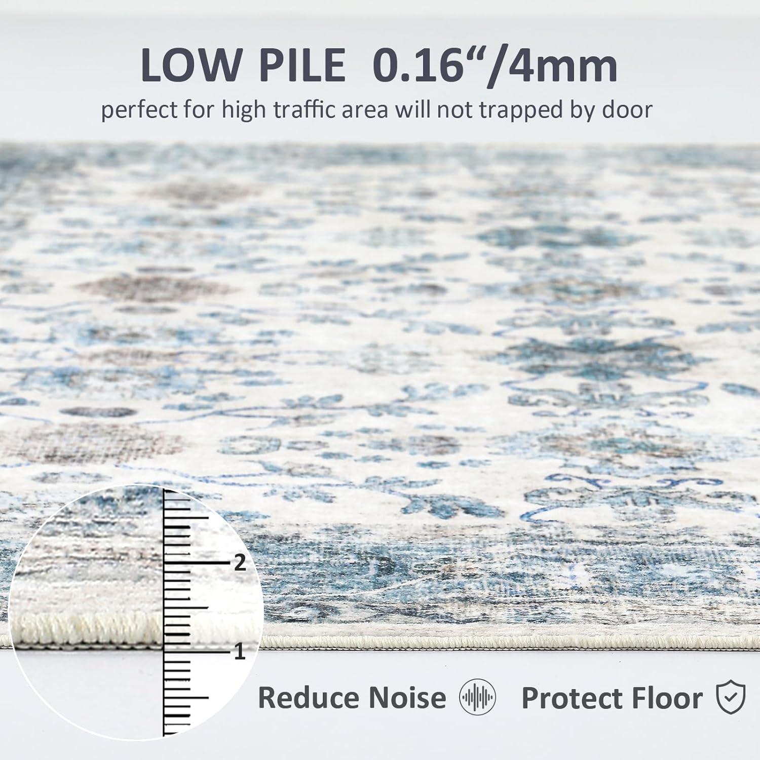 imageDintszyayue Area Rug 4x6 Washable Rugs Beige Boho Soft NonSlip Faux Wool Vintage Rug for Living Room Bedroom Rug Dining Room Farmhouse Beige 4x6Blue