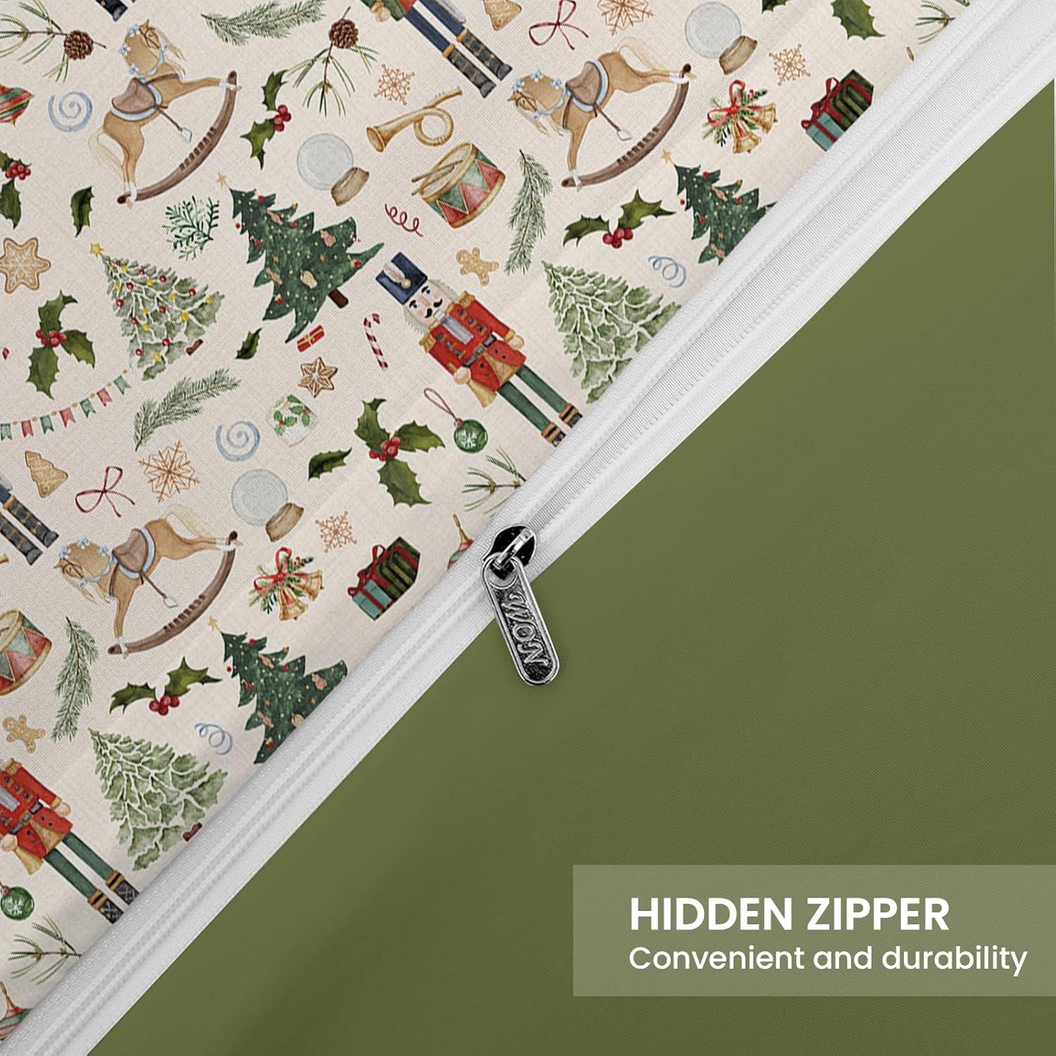 imageDintszyayue Green Christmas Duvet Cover Queen Size 3 Pieces Nutcracker Christmas Trees Reversible Comforter Cover with Zipper Closure New Year Holiday Bedding Set Decorative Not ComforterChristmas Tree