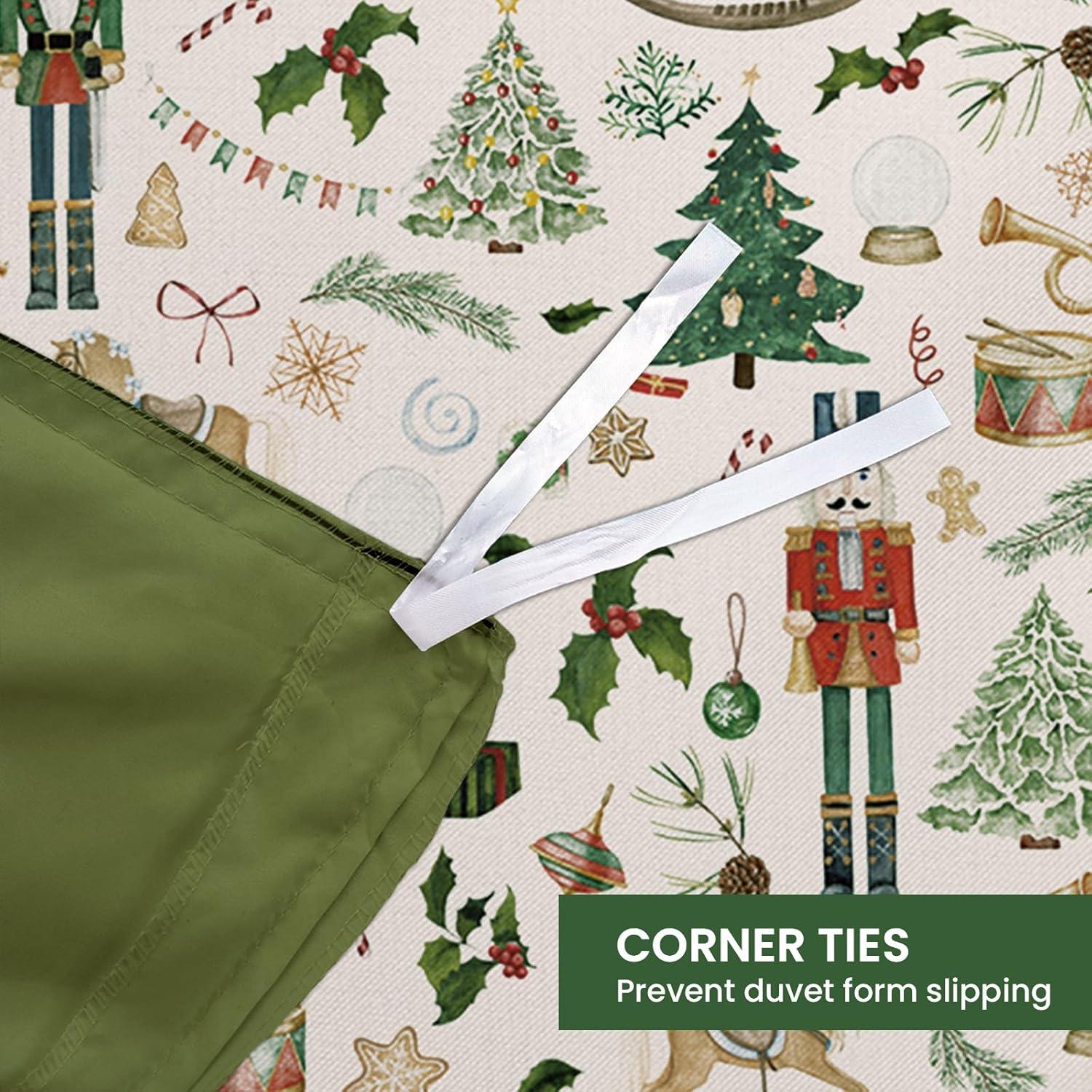 imageDintszyayue Green Christmas Duvet Cover Queen Size 3 Pieces Nutcracker Christmas Trees Reversible Comforter Cover with Zipper Closure New Year Holiday Bedding Set Decorative Not ComforterChristmas Tree