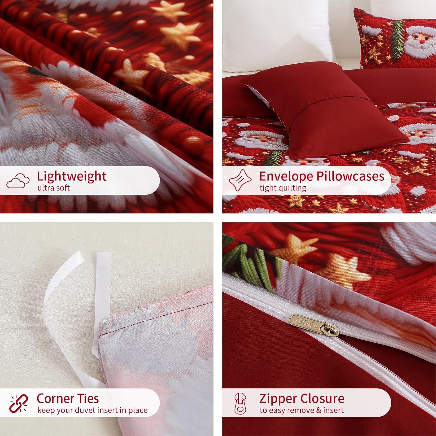 imageDintszyayue Green Christmas Duvet Cover Queen Size 3 Pieces Nutcracker Christmas Trees Reversible Comforter Cover with Zipper Closure New Year Holiday Bedding Set Decorative Not ComforterRed5d