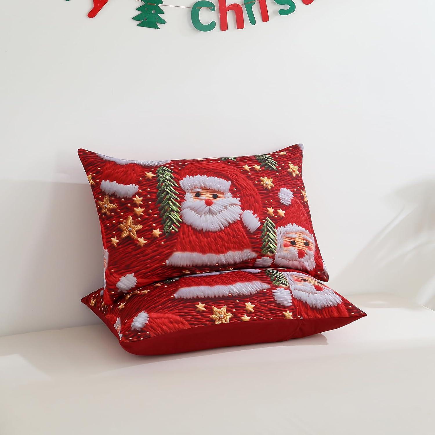 imageDintszyayue Green Christmas Duvet Cover Queen Size 3 Pieces Nutcracker Christmas Trees Reversible Comforter Cover with Zipper Closure New Year Holiday Bedding Set Decorative Not ComforterRed5d