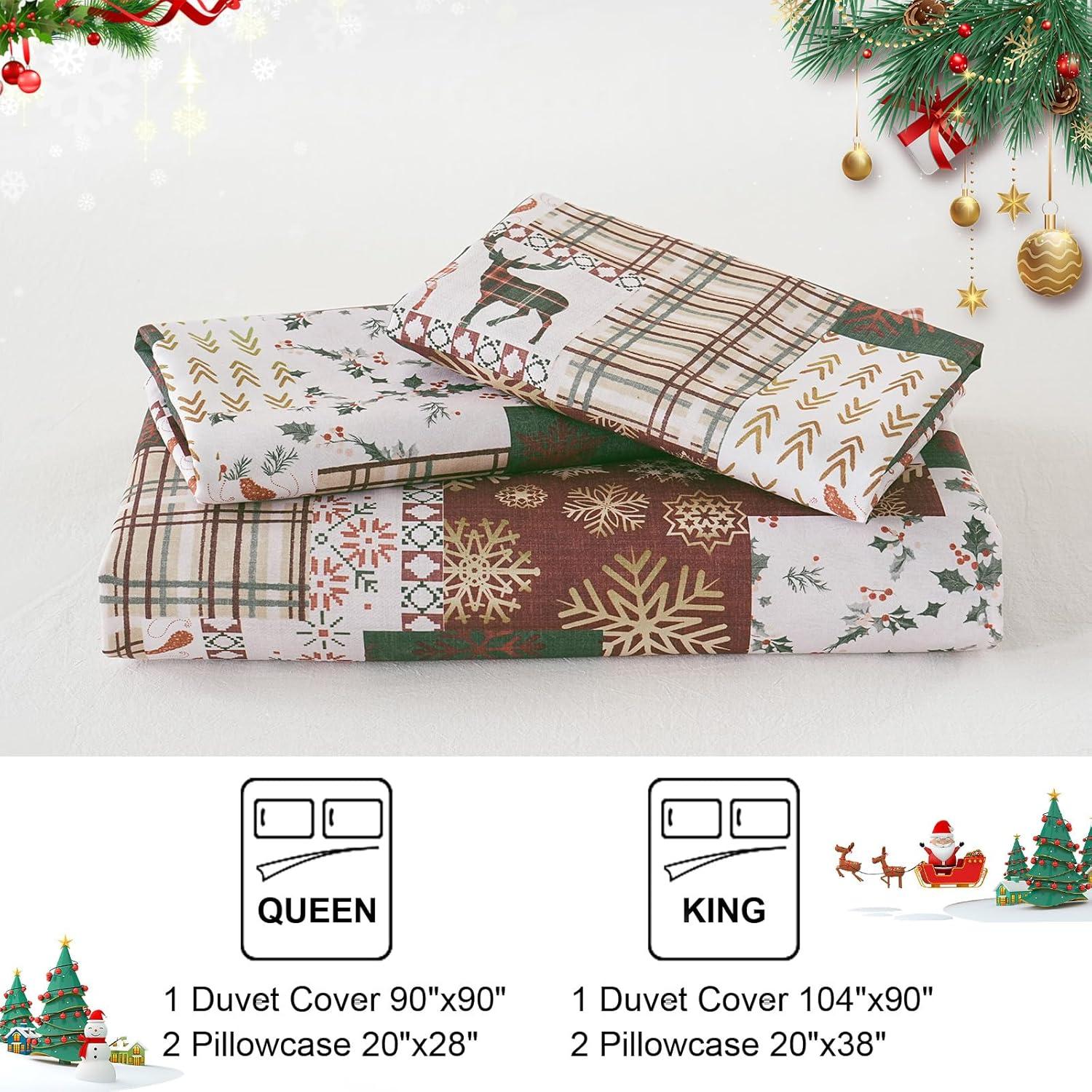 imageDintszyayue Green Christmas Duvet Cover Queen Size 3 Pieces Nutcracker Christmas Trees Reversible Comforter Cover with Zipper Closure New Year Holiday Bedding Set Decorative Not ComforterGreen