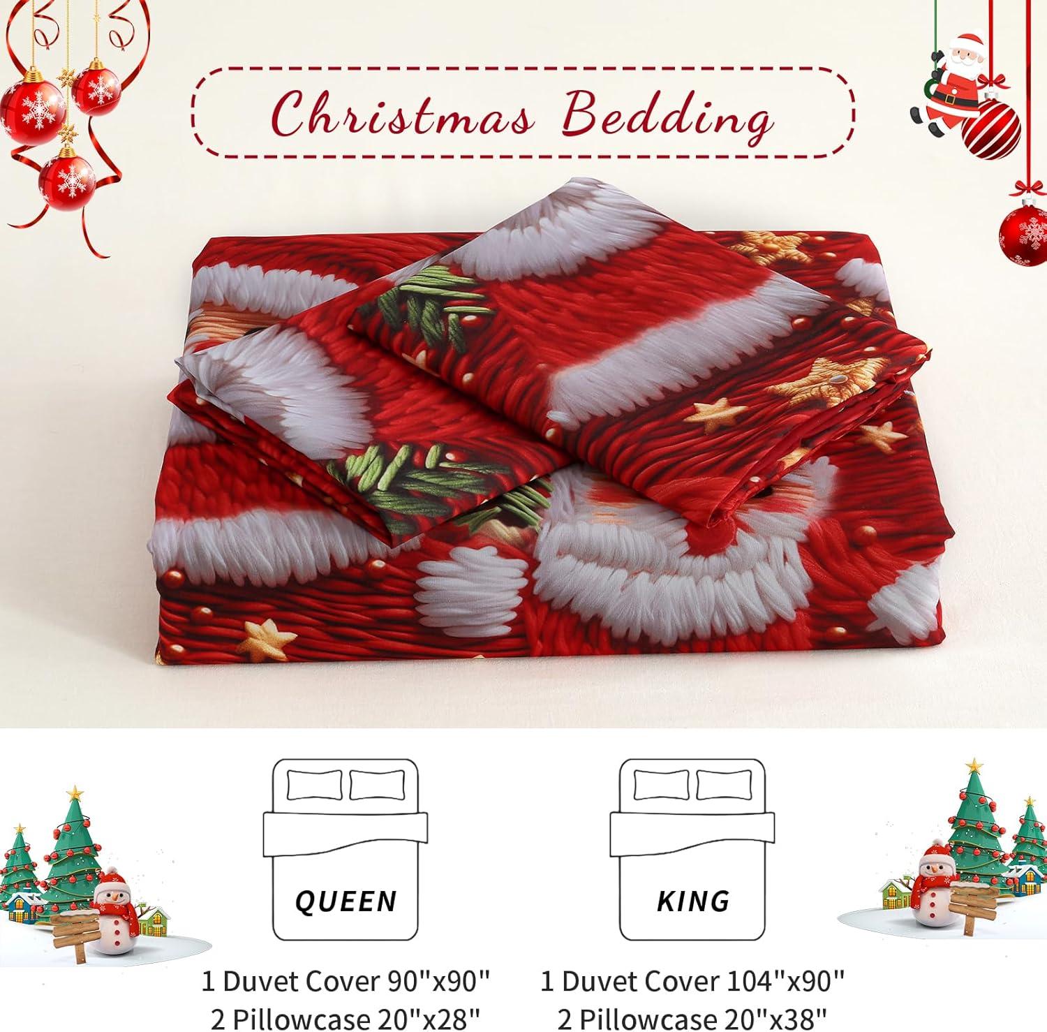 imageDintszyayue Green Christmas Duvet Cover Queen Size 3 Pieces Nutcracker Christmas Trees Reversible Comforter Cover with Zipper Closure New Year Holiday Bedding Set Decorative Not ComforterRed5d