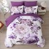 imageDintszyayue Black Comforter Set King Size 7 Pieces Pink Floral Bed in a Bag Complete Bedding Sets Elegant Flower Bed Set Comforter for All Season with Flat Sheet Fitted Sheets Pillowcases ampamp ShamsPurple