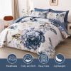 imageDintszyayue Black Comforter Set King Size 7 Pieces Pink Floral Bed in a Bag Complete Bedding Sets Elegant Flower Bed Set Comforter for All Season with Flat Sheet Fitted Sheets Pillowcases ampamp ShamsDark Blue