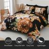 imageDintszyayue Black Comforter Set King Size 7 Pieces Pink Floral Bed in a Bag Complete Bedding Sets Elegant Flower Bed Set Comforter for All Season with Flat Sheet Fitted Sheets Pillowcases ampamp ShamsBlack Boho