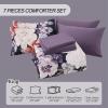 imageDintszyayue Black Comforter Set King Size 7 Pieces Pink Floral Bed in a Bag Complete Bedding Sets Elegant Flower Bed Set Comforter for All Season with Flat Sheet Fitted Sheets Pillowcases ampamp ShamsDark Purple