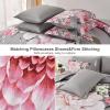 imageDintszyayue Black Comforter Set King Size 7 Pieces Pink Floral Bed in a Bag Complete Bedding Sets Elegant Flower Bed Set Comforter for All Season with Flat Sheet Fitted Sheets Pillowcases ampamp ShamsGrey