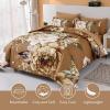 imageDintszyayue Black Comforter Set King Size 7 Pieces Pink Floral Bed in a Bag Complete Bedding Sets Elegant Flower Bed Set Comforter for All Season with Flat Sheet Fitted Sheets Pillowcases ampamp ShamsBrown