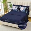 imageDintszyayue Black Comforter Set King Size 7 Pieces Pink Floral Bed in a Bag Complete Bedding Sets Elegant Flower Bed Set Comforter for All Season with Flat Sheet Fitted Sheets Pillowcases ampamp ShamsNavy Blue