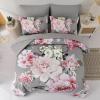 imageDintszyayue Black Comforter Set King Size 7 Pieces Pink Floral Bed in a Bag Complete Bedding Sets Elegant Flower Bed Set Comforter for All Season with Flat Sheet Fitted Sheets Pillowcases ampamp ShamsGrey