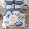 imageDintszyayue Black Comforter Set King Size 7 Pieces Pink Floral Bed in a Bag Complete Bedding Sets Elegant Flower Bed Set Comforter for All Season with Flat Sheet Fitted Sheets Pillowcases ampamp ShamsDark Blue