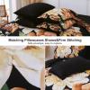 imageDintszyayue Black Comforter Set King Size 7 Pieces Pink Floral Bed in a Bag Complete Bedding Sets Elegant Flower Bed Set Comforter for All Season with Flat Sheet Fitted Sheets Pillowcases ampamp ShamsBlack Boho
