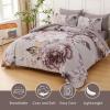 imageDintszyayue Black Comforter Set King Size 7 Pieces Pink Floral Bed in a Bag Complete Bedding Sets Elegant Flower Bed Set Comforter for All Season with Flat Sheet Fitted Sheets Pillowcases ampamp ShamsTaupe