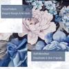 imageDintszyayue Black Comforter Set King Size 7 Pieces Pink Floral Bed in a Bag Complete Bedding Sets Elegant Flower Bed Set Comforter for All Season with Flat Sheet Fitted Sheets Pillowcases ampamp ShamsNavy Blue