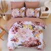 imageDintszyayue Black Comforter Set King Size 7 Pieces Pink Floral Bed in a Bag Complete Bedding Sets Elegant Flower Bed Set Comforter for All Season with Flat Sheet Fitted Sheets Pillowcases ampamp ShamsBlush