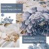 imageDintszyayue Black Comforter Set King Size 7 Pieces Pink Floral Bed in a Bag Complete Bedding Sets Elegant Flower Bed Set Comforter for All Season with Flat Sheet Fitted Sheets Pillowcases ampamp ShamsDark Blue