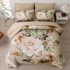 imageDintszyayue Black Comforter Set King Size 7 Pieces Pink Floral Bed in a Bag Complete Bedding Sets Elegant Flower Bed Set Comforter for All Season with Flat Sheet Fitted Sheets Pillowcases ampamp ShamsKhaki