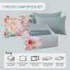 imageDintszyayue Black Comforter Set King Size 7 Pieces Pink Floral Bed in a Bag Complete Bedding Sets Elegant Flower Bed Set Comforter for All Season with Flat Sheet Fitted Sheets Pillowcases ampamp ShamsGreen Pink