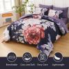 imageDintszyayue Black Comforter Set King Size 7 Pieces Pink Floral Bed in a Bag Complete Bedding Sets Elegant Flower Bed Set Comforter for All Season with Flat Sheet Fitted Sheets Pillowcases ampamp ShamsDark Purple