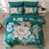 imageDintszyayue Black Comforter Set King Size 7 Pieces Pink Floral Bed in a Bag Complete Bedding Sets Elegant Flower Bed Set Comforter for All Season with Flat Sheet Fitted Sheets Pillowcases ampamp ShamsTeal