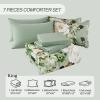 imageDintszyayue Black Comforter Set King Size 7 Pieces Pink Floral Bed in a Bag Complete Bedding Sets Elegant Flower Bed Set Comforter for All Season with Flat Sheet Fitted Sheets Pillowcases ampamp ShamsGreen