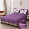 imageDintszyayue Black Comforter Set King Size 7 Pieces Pink Floral Bed in a Bag Complete Bedding Sets Elegant Flower Bed Set Comforter for All Season with Flat Sheet Fitted Sheets Pillowcases ampamp ShamsPurple