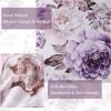 imageDintszyayue Black Comforter Set King Size 7 Pieces Pink Floral Bed in a Bag Complete Bedding Sets Elegant Flower Bed Set Comforter for All Season with Flat Sheet Fitted Sheets Pillowcases ampamp ShamsPurple