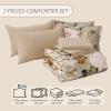 imageDintszyayue Black Comforter Set King Size 7 Pieces Pink Floral Bed in a Bag Complete Bedding Sets Elegant Flower Bed Set Comforter for All Season with Flat Sheet Fitted Sheets Pillowcases ampamp ShamsKhaki