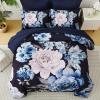 imageDintszyayue Black Comforter Set King Size 7 Pieces Pink Floral Bed in a Bag Complete Bedding Sets Elegant Flower Bed Set Comforter for All Season with Flat Sheet Fitted Sheets Pillowcases ampamp ShamsNavy Blue