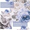imageDintszyayue Black Comforter Set King Size 7 Pieces Pink Floral Bed in a Bag Complete Bedding Sets Elegant Flower Bed Set Comforter for All Season with Flat Sheet Fitted Sheets Pillowcases ampamp ShamsBlue