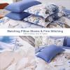 imageDintszyayue Black Comforter Set King Size 7 Pieces Pink Floral Bed in a Bag Complete Bedding Sets Elegant Flower Bed Set Comforter for All Season with Flat Sheet Fitted Sheets Pillowcases ampamp ShamsBlue