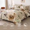 imageDintszyayue Black Comforter Set King Size 7 Pieces Pink Floral Bed in a Bag Complete Bedding Sets Elegant Flower Bed Set Comforter for All Season with Flat Sheet Fitted Sheets Pillowcases ampamp ShamsKhaki