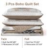 imageDintszyayue Boho Quilt Set King Size 3 Pieces Aztec Texture Bedspread Coverlet Set Bohemian Quilt Bedding Set Microfiber Lightweight Bed Cover for All Seasons Terracotta 90quot103quotKhaki Brown