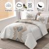 imageDintszyayue Boho Quilt Set King Size 3 Pieces Aztec Texture Bedspread Coverlet Set Bohemian Quilt Bedding Set Microfiber Lightweight Bed Cover for All Seasons Terracotta 90quot103quotKhaki Brown