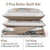 imageDintszyayue Boho Quilt Set King Size 3 Pieces Aztec Texture Bedspread Coverlet Set Bohemian Quilt Bedding Set Microfiber Lightweight Bed Cover for All Seasons Terracotta 90quot103quotKhaki Brown
