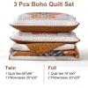 imageDintszyayue Boho Quilt Set King Size 3 Pieces Aztec Texture Bedspread Coverlet Set Bohemian Quilt Bedding Set Microfiber Lightweight Bed Cover for All Seasons Terracotta 90quot103quotTerracotta