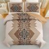 imageDintszyayue Boho Quilt Set King Size 3 Pieces Aztec Texture Bedspread Coverlet Set Bohemian Quilt Bedding Set Microfiber Lightweight Bed Cover for All Seasons Terracotta 90quot103quotBrown