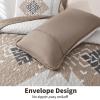 imageDintszyayue Boho Quilt Set King Size 3 Pieces Aztec Texture Bedspread Coverlet Set Bohemian Quilt Bedding Set Microfiber Lightweight Bed Cover for All Seasons Terracotta 90quot103quotKhaki Brown